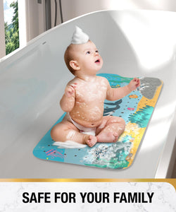 Non Slip Bath Mat for Tub, 101 x 40cm Extra Long Shower Mat Anti Mould, Machine Washable Bathroom Bathtub Mat with Suction Cups and Drain Holes, Soft on Feet, Clear