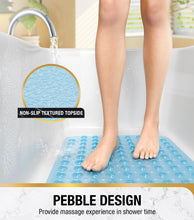 Load image into Gallery viewer, Non Slip Bath Mat for Tub, 101 x 40cm Extra Long Shower Mat Anti Mould, Machine Washable Bathroom Bathtub Mat with Suction Cups and Drain Holes, Soft on Feet, Clear
