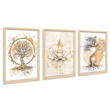 Load image into Gallery viewer, 3 Panels Wooden Framed Navy Blue White Gold Marble Canvas Wall Art Painting on Canvas Print Picture for Living Room Hallway Stairs Bedroom Bathroom Wall Decor Ready To Hang 90x40cm(12&quot;x16&quot;x3pcs)