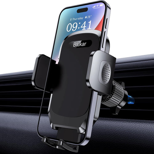 Car Phone Holder, Air Vent Car Phone Mount Cradle 360° Rotation - Upgraded Super Stable Hook Clip - One Button Release Holder for iPhone, Galaxy, All 4.0''-6.7'' Smartphones