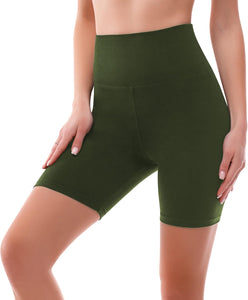 High Waisted Cycling Shorts Women - Tummy Control Buttery Soft Biker Yoga Running Gym Black Workout Athletic Shorts