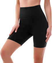 Load image into Gallery viewer, High Waisted Cycling Shorts Women - Tummy Control Buttery Soft Biker Yoga Running Gym Black Workout Athletic Shorts
