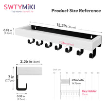 Load image into Gallery viewer, SWTYMIKI Key Holder with Wood Tray and 6 Hooks, Wall Mounted Key Racks, Key Hangers Home Decor Key Rack Mail Organizer for Hallway, Entryway, Bedroom, Mudroom, Office