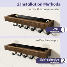 Load image into Gallery viewer, SWTYMIKI Key Holder with Wood Tray and 6 Hooks, Wall Mounted Key Racks, Key Hangers Home Decor Key Rack Mail Organizer for Hallway, Entryway, Bedroom, Mudroom, Office