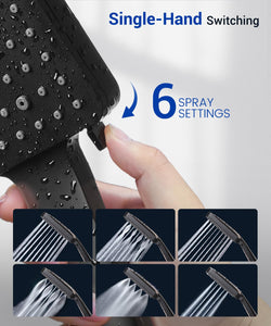 Shower Head, High Pressure, Shower Heads with 6 Modes, Power Shower Head Only, Universal Water Saving Large ShowerHead