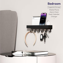 Load image into Gallery viewer, SWTYMIKI Key Holder with Wood Tray and 6 Hooks, Wall Mounted Key Racks, Key Hangers Home Decor Key Rack Mail Organizer for Hallway, Entryway, Bedroom, Mudroom, Office