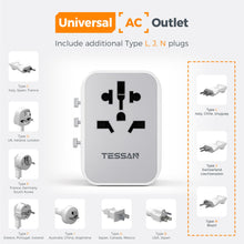 Load image into Gallery viewer, Universal Travel Adapter Worldwide with 2 USB C and 2 USB A Ports, Universal Plug Adaptor UK to World, International Adapter for EU, USA, UK, Australia, Thailand etc. not a Voltage Converter