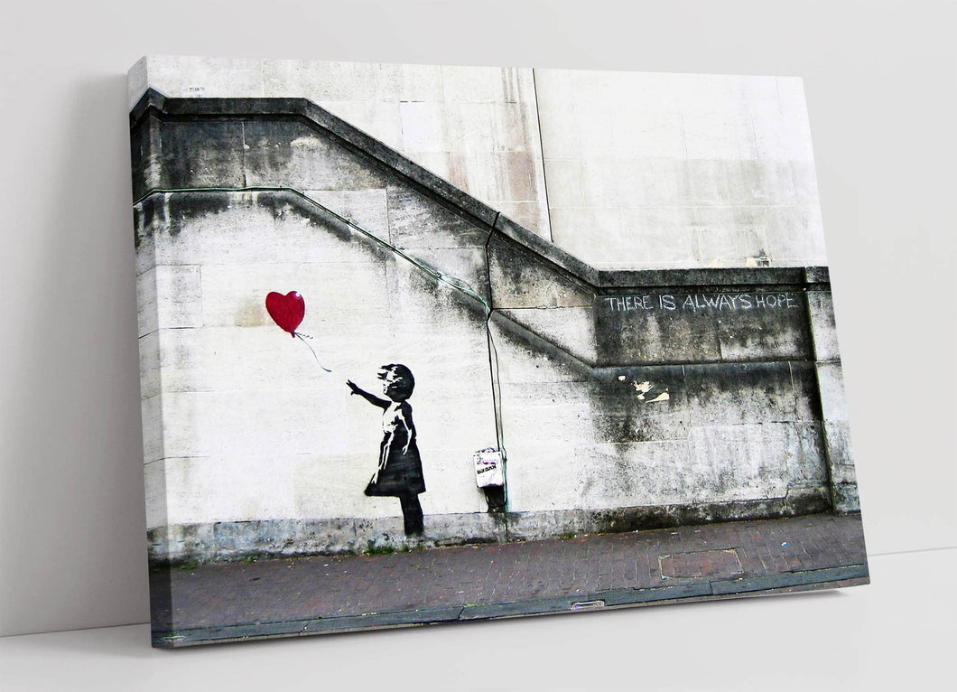 CANVAS WALL ART BANKSY BALLOON GIRL GRAFFITI 30MM DEEP FRAMED PRINT XL OPTIONS (24in x 16in / 60cm x 40cm)
