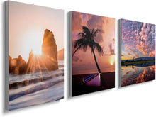 Load image into Gallery viewer, Sunset Beach Canvas Wall Art for Living Room Modern Artwork Nature Blue Sea Landscape Bathroom Pictures Bedroom Wall Décor Family Prints Paintings Wall Decorations Hallway Kitchen Office, YH1306