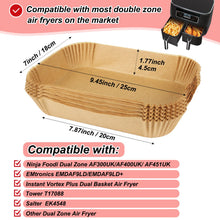 Load image into Gallery viewer, 100pcs Air Fryer Liners for Ninja Dual, Air Fryer AF300UK AF400UK Accessories, Disposable Airfryer Parchment Paper Liners, Compatible with Ninja, Breville, Tower &amp; Other Dual Zone Fryers