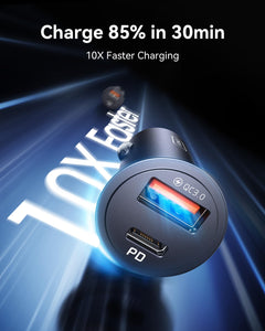 Car Charger, Cigarette Lighter USB Charger Total 60W [USB C 30W+USB A 30W] 12V USB Socket, PD3.0 Fast Charge Car Phone Charger Metal Adapter for iPhone 16 15 14 13 12 Pro Max iPad Samsung Google