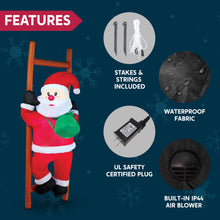 Load image into Gallery viewer, Inflatable Hanging Christmas Decoration, 1.8 m, Climbing Santa Claus with Built-in LED, for Christmas Party, Indoor, Outdoor, Garden, Lawn