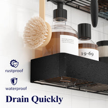 Load image into Gallery viewer, 2 Pack Rustproof Shower Caddy - 2 Shelves, Drill-Free &amp; Quick-Dry Shower Organizer, Rustproof Bathroom Shelves with 4 Hooks, Large, Black