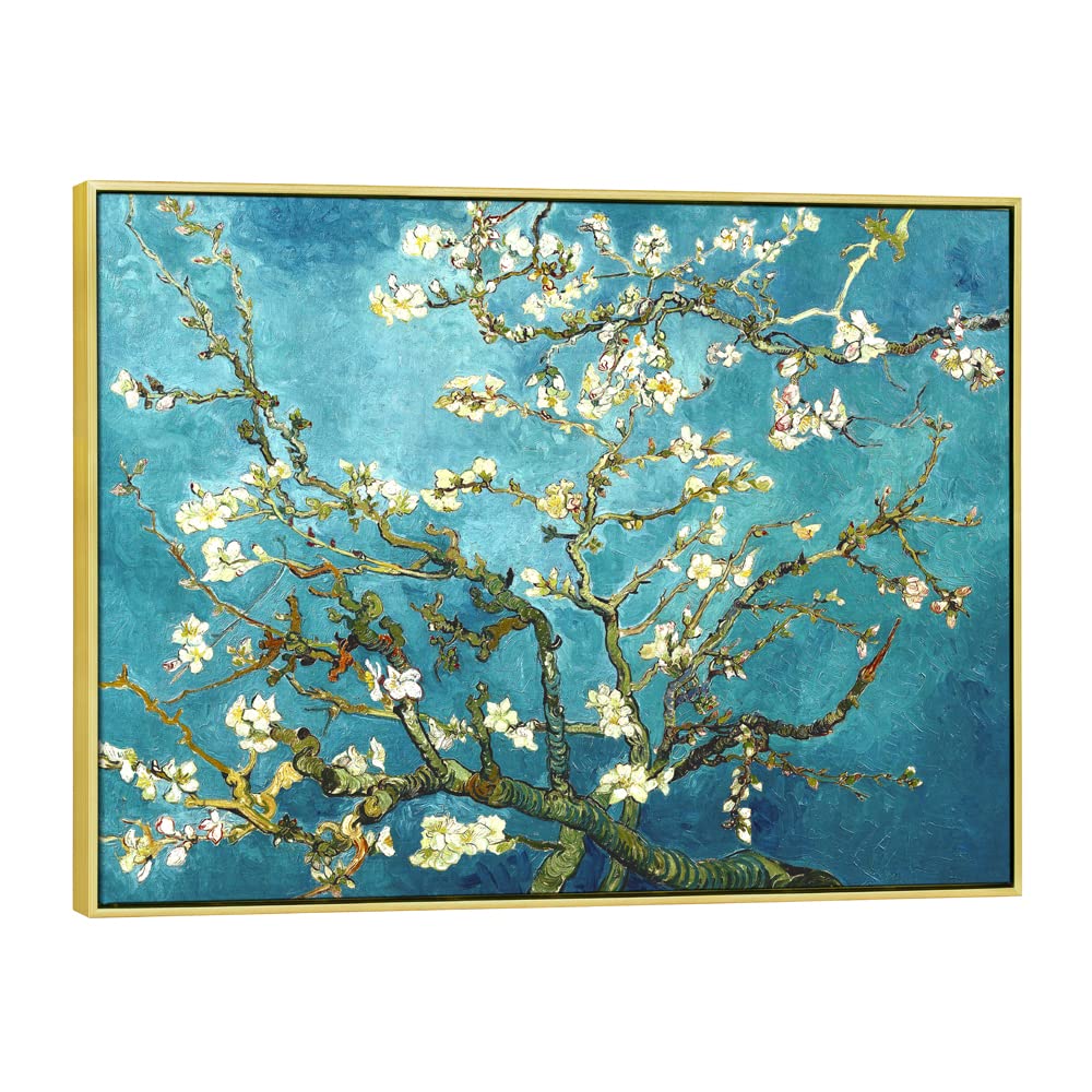 Wieco Art Giclee Canvas Prints Wall Art for Wall Decor by Van Gogh Paintings Almond Blossom Modern One Piece Stretched and Framed Abstract Flowers Artwork Home Office Decorations