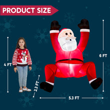 Load image into Gallery viewer, Inflatable Hanging Christmas Decoration, 1.8 m, Climbing Santa Claus with Built-in LED, for Christmas Party, Indoor, Outdoor, Garden, Lawn