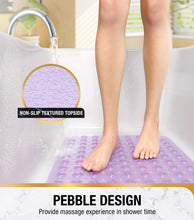 Load image into Gallery viewer, Non Slip Bath Mat for Tub, 101 x 40cm Extra Long Shower Mat Anti Mould, Machine Washable Bathroom Bathtub Mat with Suction Cups and Drain Holes, Soft on Feet, Clear