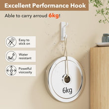 Load image into Gallery viewer, Self Adhesive Hooks, Extra Sticky and Strong, Hanging up to 6KG, Heavy Duty Stick on, No-Nail Hook for Back of Door, Black, 4 Pack