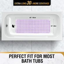 Load image into Gallery viewer, Non Slip Bath Mat for Tub, 101 x 40cm Extra Long Shower Mat Anti Mould, Machine Washable Bathroom Bathtub Mat with Suction Cups and Drain Holes, Soft on Feet, Clear