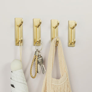 Self Adhesive Hooks, Extra Sticky and Strong, Hanging up to 6KG, Heavy Duty Stick on, No-Nail Hook for Back of Door, Black, 4 Pack