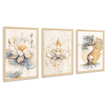 Load image into Gallery viewer, 3 Panels Wooden Framed Navy Blue White Gold Marble Canvas Wall Art Painting on Canvas Print Picture for Living Room Hallway Stairs Bedroom Bathroom Wall Decor Ready To Hang 90x40cm(12&quot;x16&quot;x3pcs)