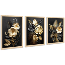 Load image into Gallery viewer, 3 Panels Wooden Framed Navy Blue White Gold Marble Canvas Wall Art Painting on Canvas Print Picture for Living Room Hallway Stairs Bedroom Bathroom Wall Decor Ready To Hang 90x40cm(12&quot;x16&quot;x3pcs)