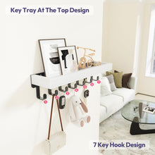 Load image into Gallery viewer, SWTYMIKI Key Holder with Wood Tray and 6 Hooks, Wall Mounted Key Racks, Key Hangers Home Decor Key Rack Mail Organizer for Hallway, Entryway, Bedroom, Mudroom, Office