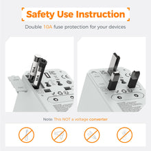 Load image into Gallery viewer, Universal Travel Adapter Worldwide with 2 USB C and 2 USB A Ports, Universal Plug Adaptor UK to World, International Adapter for EU, USA, UK, Australia, Thailand etc. not a Voltage Converter