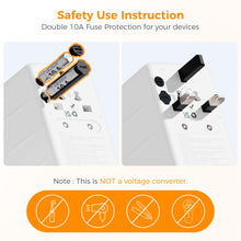 Load image into Gallery viewer, Universal Travel Adapter Worldwide with 2 USB C and 2 USB A Ports, Universal Plug Adaptor UK to World, International Adapter for EU, USA, UK, Australia, Thailand etc. not a Voltage Converter