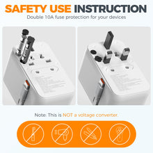 Load image into Gallery viewer, Universal Travel Adapter Worldwide with 2 USB C and 2 USB A Ports, Universal Plug Adaptor UK to World, International Adapter for EU, USA, UK, Australia, Thailand etc. not a Voltage Converter