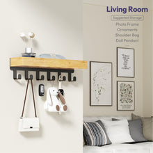 Load image into Gallery viewer, SWTYMIKI Key Holder with Wood Tray and 6 Hooks, Wall Mounted Key Racks, Key Hangers Home Decor Key Rack Mail Organizer for Hallway, Entryway, Bedroom, Mudroom, Office