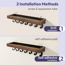 Load image into Gallery viewer, SWTYMIKI Key Holder with Wood Tray and 6 Hooks, Wall Mounted Key Racks, Key Hangers Home Decor Key Rack Mail Organizer for Hallway, Entryway, Bedroom, Mudroom, Office