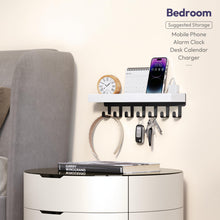 Load image into Gallery viewer, SWTYMIKI Key Holder with Wood Tray and 6 Hooks, Wall Mounted Key Racks, Key Hangers Home Decor Key Rack Mail Organizer for Hallway, Entryway, Bedroom, Mudroom, Office