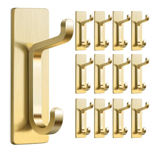 Self Adhesive Hooks, Extra Sticky and Strong, Hanging up to 6KG, Heavy Duty Stick on, No-Nail Hook for Back of Door, Black, 4 Pack
