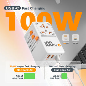 Universal Travel Adapter Worldwide with 2 USB C and 2 USB A Ports, Universal Plug Adaptor UK to World, International Adapter for EU, USA, UK, Australia, Thailand etc. not a Voltage Converter