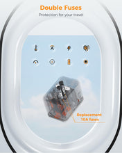 Load image into Gallery viewer, Universal Travel Adapter Worldwide with 2 USB C and 2 USB A Ports, Universal Plug Adaptor UK to World, International Adapter for EU, USA, UK, Australia, Thailand etc. not a Voltage Converter