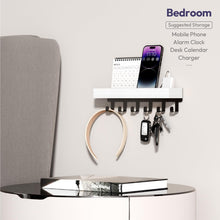 Load image into Gallery viewer, SWTYMIKI Key Holder with Wood Tray and 6 Hooks, Wall Mounted Key Racks, Key Hangers Home Decor Key Rack Mail Organizer for Hallway, Entryway, Bedroom, Mudroom, Office