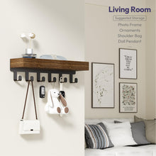 Load image into Gallery viewer, SWTYMIKI Key Holder with Wood Tray and 6 Hooks, Wall Mounted Key Racks, Key Hangers Home Decor Key Rack Mail Organizer for Hallway, Entryway, Bedroom, Mudroom, Office