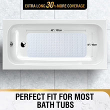Load image into Gallery viewer, Non Slip Bath Mat for Tub, 101 x 40cm Extra Long Shower Mat Anti Mould, Machine Washable Bathroom Bathtub Mat with Suction Cups and Drain Holes, Soft on Feet, Clear