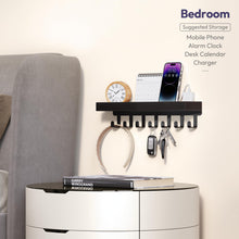 Load image into Gallery viewer, SWTYMIKI Key Holder with Wood Tray and 6 Hooks, Wall Mounted Key Racks, Key Hangers Home Decor Key Rack Mail Organizer for Hallway, Entryway, Bedroom, Mudroom, Office