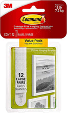 Load image into Gallery viewer, Command Picture &amp; Frame Hanging Strips Value Pack, Large, White - 12 Pairs (24 Strips) - Damage Free Hanging - For Pictures, Frames, Mirrors, Wall décor and Signs