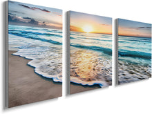 Load image into Gallery viewer, Sunset Beach Canvas Wall Art for Living Room Modern Artwork Nature Blue Sea Landscape Bathroom Pictures Bedroom Wall Décor Family Prints Paintings Wall Decorations Hallway Kitchen Office, YH1306