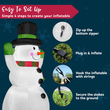 Load image into Gallery viewer, 6 FT Christmas Inflatable Stacked Snowman with Build-in LEDs Blow Up Inflatables for Xmas Party, Home Indoor Outdoor Yard Garden Lawn Winter Décor