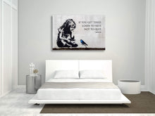 Load image into Gallery viewer, CanvasArtShop BANKSY GIRL BLUE BIRD QUOTE FRAMED CANVAS WALL ART PRINT ARTWORK GRAFFITI (8in x 12in / 20cm x 30cm)
