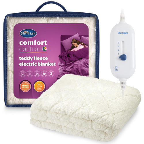 Silentnight Comfort Control Electric Blanket Double - Heated Electric Underblanket with 3 Heat Settings, Fast Heat Up, Overheat Protection and Easy Fit Straps - Machine Washable - Double 135x120cm