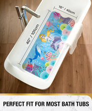 Load image into Gallery viewer, Non Slip Bath Mat for Tub, 101 x 40cm Extra Long Shower Mat Anti Mould, Machine Washable Bathroom Bathtub Mat with Suction Cups and Drain Holes, Soft on Feet, Clear