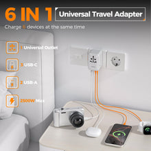 Load image into Gallery viewer, Universal Travel Adapter Worldwide with 2 USB C and 2 USB A Ports, Universal Plug Adaptor UK to World, International Adapter for EU, USA, UK, Australia, Thailand etc. not a Voltage Converter