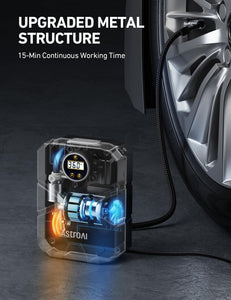 Tyre Inflator Air Compressor 12V DC, Digital Car Tyre Pump 150 PSI, Preset Tyre Pressure & Auto Shutoff, Electric Air Pump for Car Tyres, Bicycles, Other Inflatables (Black&Yellow)