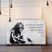 Load image into Gallery viewer, CanvasArtShop BANKSY GIRL BLUE BIRD QUOTE FRAMED CANVAS WALL ART PRINT ARTWORK GRAFFITI (8in x 12in / 20cm x 30cm)