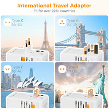 Load image into Gallery viewer, Universal Travel Adapter Worldwide with 2 USB C and 2 USB A Ports, Universal Plug Adaptor UK to World, International Adapter for EU, USA, UK, Australia, Thailand etc. not a Voltage Converter