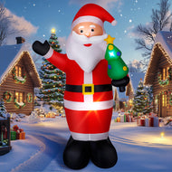 8FT Christmas Inflatable Santa Outdoor Decorations, Blow Up Santa Claus with Holding Xmas Tree, Built-in LED Lights for Holiday Indoor Outdoor Party Yard Lawn Garden Decoration